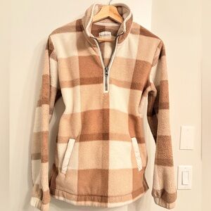 Abercrombie & Fitch A&F Soft Fleece Plaid Quarter Zip Pullover Size S Preppy